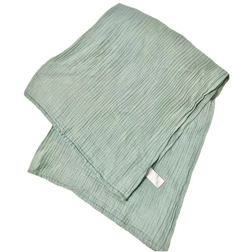 Kyle & Deena Mint Green Cotton Muslin Baby Blanket Crinkle Gauze Swaddle 30x36‎